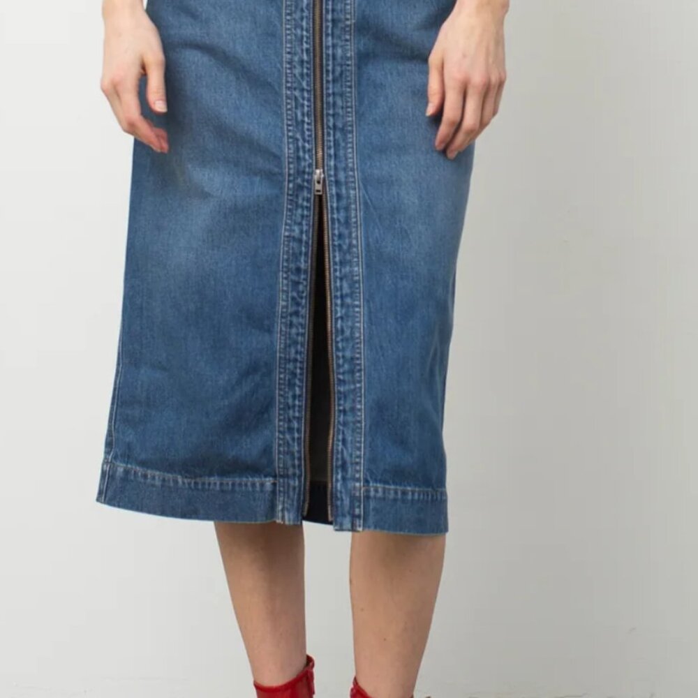 Exposed Zip Nonstretch Denim Pencil Skirt Closed Denim - Picture 7 of 15